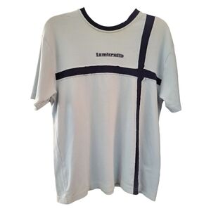 Lambretta Vintage 90s Light Blue and Navy Short Sleeve Tee  - Size M